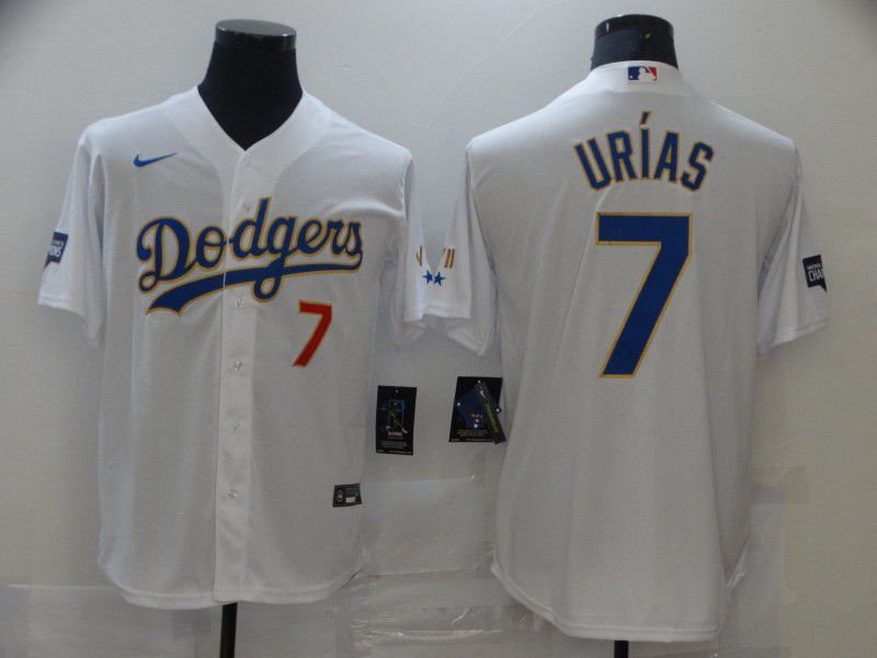 Men Los Angeles Dodgers #7 Urias White Game 2021 Nike MLB Jersey1->houston astros->MLB Jersey